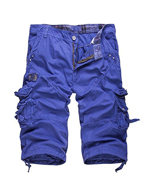 Cottory Men's Cotton Loose Fit Multi Pocket Cargo Shorts