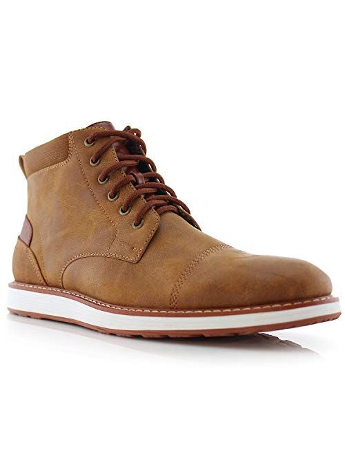 Ferro Aldo Birt MFA506027 Mens Memory Foam Casual Mid-Top Sneaker Desert Vegan Leather Chukka Boots