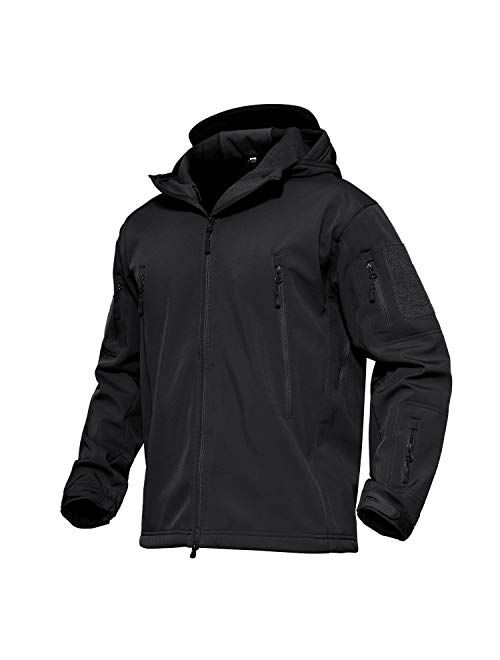 MAGCOMSEN Men's Hooded Tactical Jacket Water Resistant Soft Shell Outwear Coat
