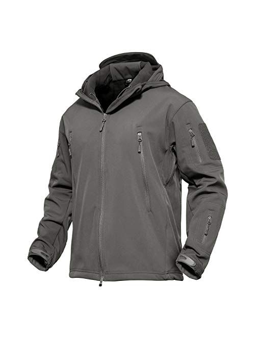 MAGCOMSEN Men's Hooded Tactical Jacket Water Resistant Soft Shell Outwear Coat