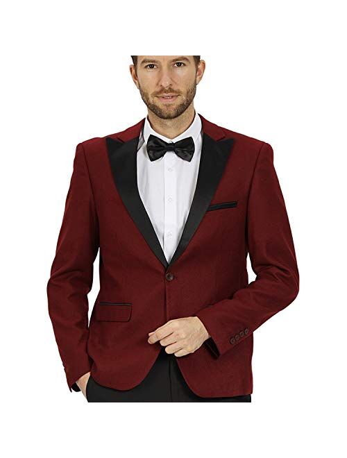 WEEN CHARM Mens Slim Fit Tuxedo Blazer Jacket One Button Peak Lapel Solid Separate Tux Suit Jacket