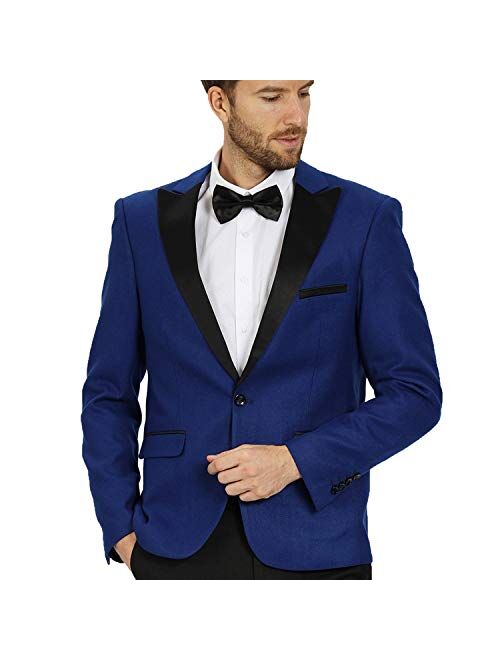 WEEN CHARM Mens Slim Fit Tuxedo Blazer Jacket One Button Peak Lapel Solid Separate Tux Suit Jacket