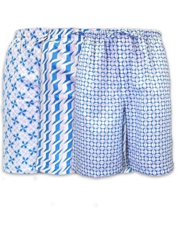 Men's Lounge Pajama Sleep Shorts/Woven Jam Dorm Shorts Drawstring & Pockets - 3 Pack