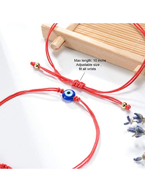 MANVEN Evil Eye Bracelet Nazar Kabbalah Red Protection BFF Friendship Ojo Turco Good Luck String Bracelets for Women Men