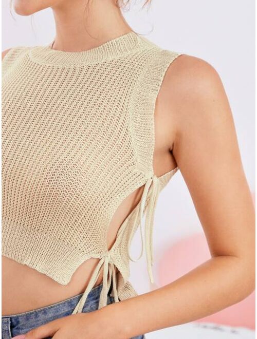 Knot Side Crop Knit Crop Top