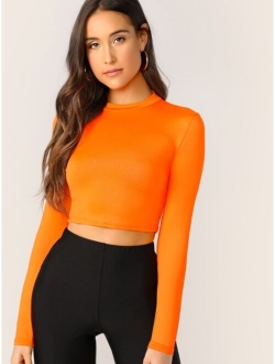 Form-Fitting Mock Neck Crop Top