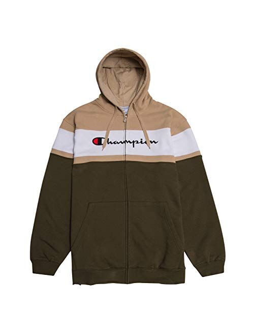 Champion Big and Tall Mens Color Block Full Zip Hoodie with Embroidered Logo