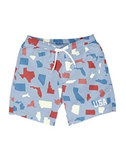 Men's Patriotic USA Red White and Blue Swim Trunks - American Flag Swim Suit