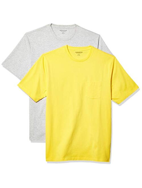 Amazon Essentials Men's 2-Pack Loose-fit Short-Sleeve Crewneck Pocket T-Shirt