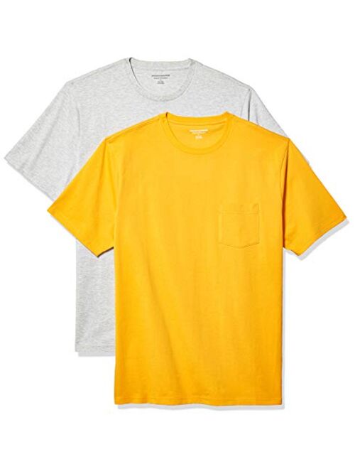 Amazon Essentials Men's 2-Pack Loose-fit Short-Sleeve Crewneck Pocket T-Shirt