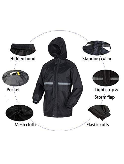 Liuhong Rain Coats for Men Lightweight Waterproof Rain Suit for Motorcycle Golf Fishing(Jacket&Pants)