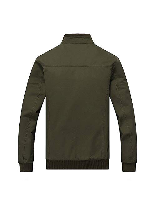 FEDTOSING Mens Bomber Jacket Stylish Windbreaker Men Stand Collar Military Jacket with Shoulder Straps