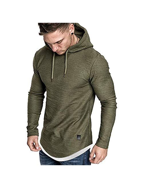 Men's Casual Hooded T-Shirts - Fashion Short Sleeve Solid Color Pullover Top Summer Blouse