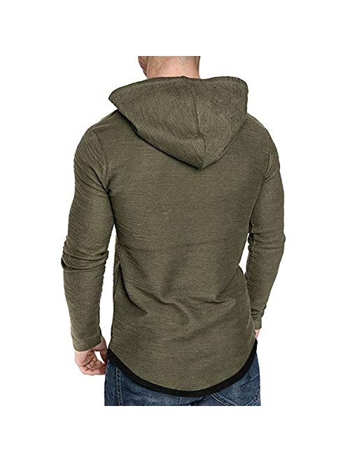 Men's Casual Hooded T-Shirts - Fashion Short Sleeve Solid Color Pullover Top Summer Blouse