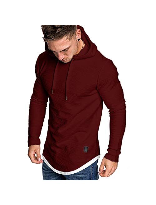 Men's Casual Hooded T-Shirts - Fashion Short Sleeve Solid Color Pullover Top Summer Blouse