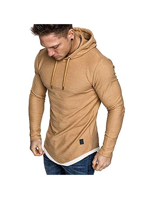 Men's Casual Hooded T-Shirts - Fashion Short Sleeve Solid Color Pullover Top Summer Blouse