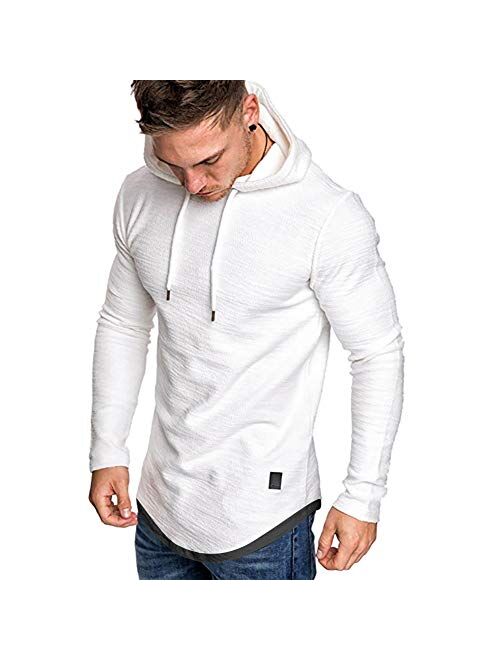 Men's Casual Hooded T-Shirts - Fashion Short Sleeve Solid Color Pullover Top Summer Blouse