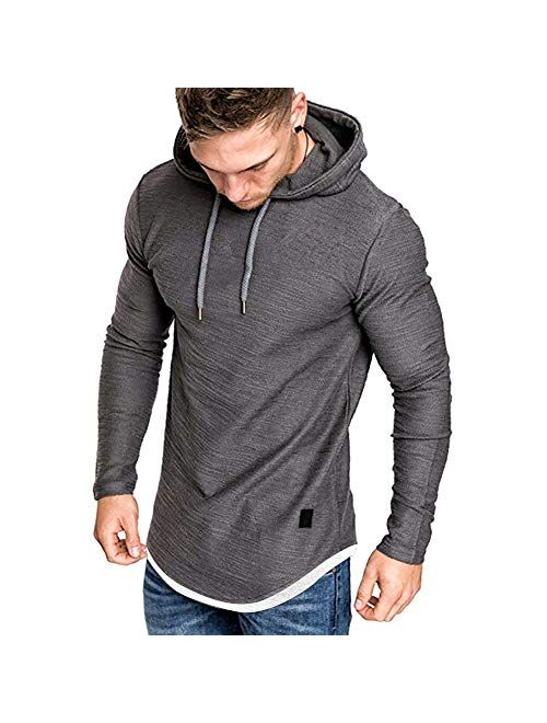 Men's Casual Hooded T-Shirts - Fashion Short Sleeve Solid Color Pullover Top Summer Blouse