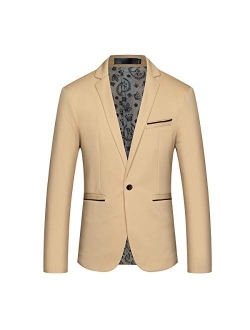 Mens Slim Fit Sport Coat Casual One Button Solid Color Jacket Blazer