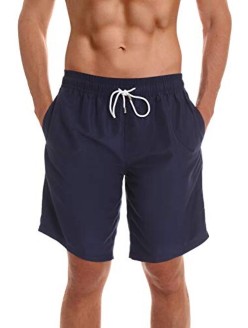 Whiskey and Oak Mens Swimming Trunks Shorts with Pockets, Quick Dry Bathing Suit - Longer Length