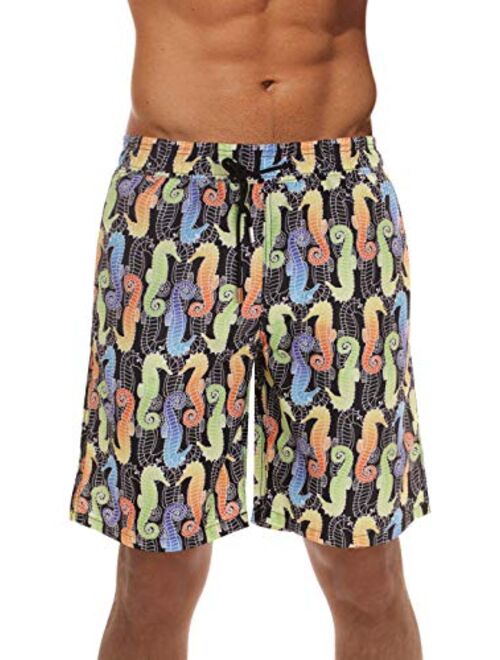 Whiskey and Oak Mens Swimming Trunks Shorts with Pockets, Quick Dry Bathing Suit - Longer Length