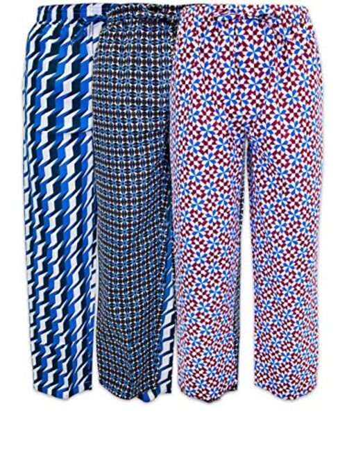 AMERICAN HEAVEN Men's 3 Pack Lounge Pajama Sleep Pants/Drawstring & Pockets Designer Woven Pant Bottoms