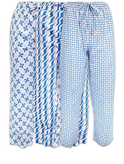 AMERICAN HEAVEN Men's 3 Pack Lounge Pajama Sleep Pants/Drawstring & Pockets Designer Woven Pant Bottoms