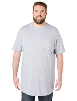 KingSize Men's Big and Tall Shrink-Less Lightweight Longer-Length Crewneck Pocket T-Shirt