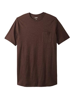 KingSize Men's Big and Tall Shrink-Less Lightweight Longer-Length Crewneck Pocket T-Shirt