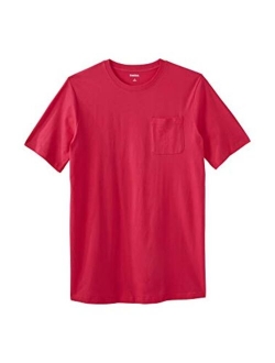 KingSize Men's Big and Tall Shrink-Less Lightweight Longer-Length Crewneck Pocket T-Shirt