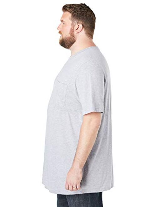 KingSize Men's Big and Tall Shrink-Less Lightweight Longer-Length Crewneck Pocket T-Shirt