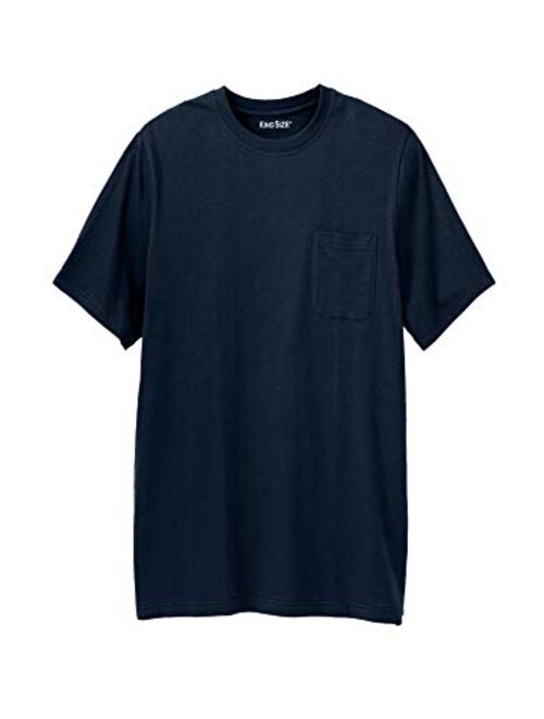 KingSize Men's Big and Tall Shrink-Less Lightweight Longer-Length Crewneck Pocket T-Shirt