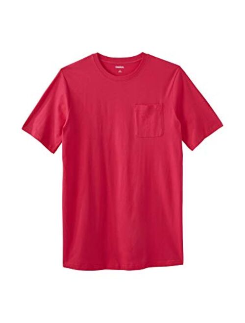 KingSize Men's Big and Tall Shrink-Less Lightweight Longer-Length Crewneck Pocket T-Shirt