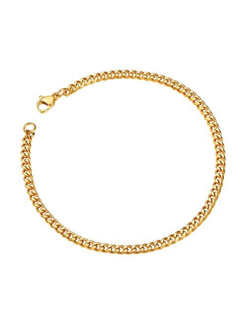 ChainsPro Mens Sturdy Cuban Link Chain Bracelet, 3/6/9/12/14mm Width, 19/21CM Length, 18K Gold Plated/316L Stainless Steel/Black(with Gift Box)