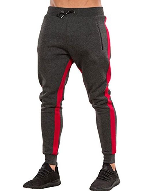 Ouber Men's Gym Jogger Pants Slim Fit Workout Running Sweatpants with Zipper Pockets