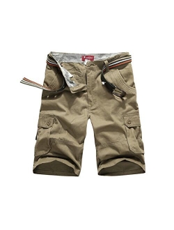 CANASOUR Mens Multi Pockets Jogger Capri Cargo Shorts