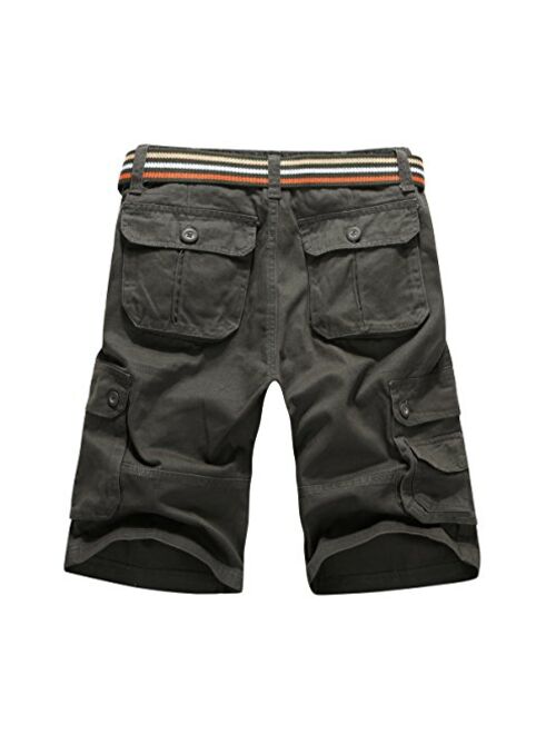 CANASOUR Mens Multi Pockets Jogger Capri Cargo Shorts