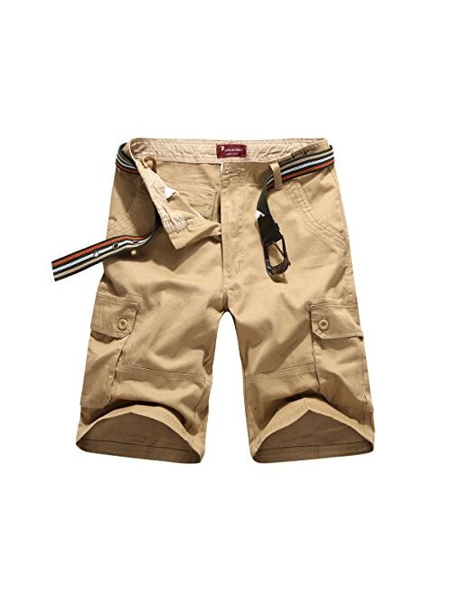 CANASOUR Mens Multi Pockets Jogger Capri Cargo Shorts