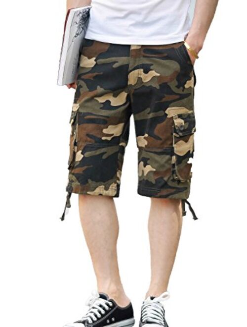 CANASOUR Mens Multi Pockets Jogger Capri Cargo Shorts