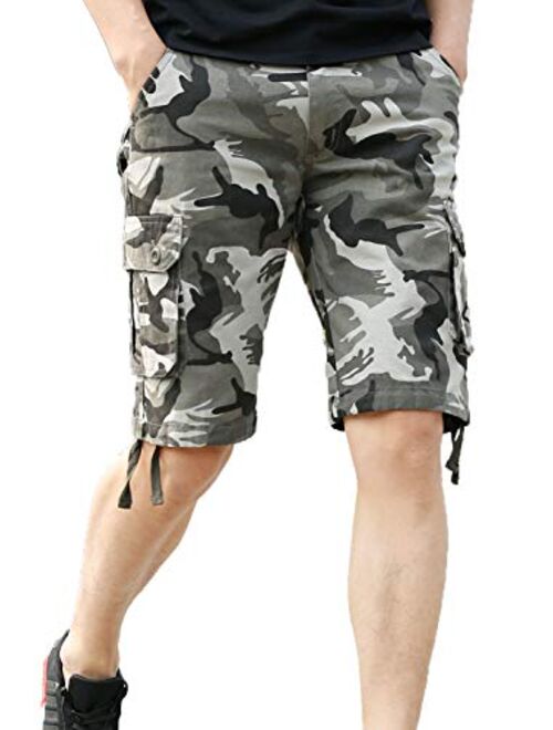 CANASOUR Mens Multi Pockets Jogger Capri Cargo Shorts