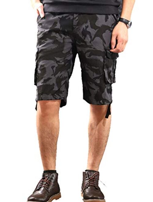 CANASOUR Mens Multi Pockets Jogger Capri Cargo Shorts