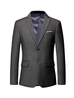 MOGU Mens Suit Jacket Slim Fit Single Breasted Two Button 10 Colors