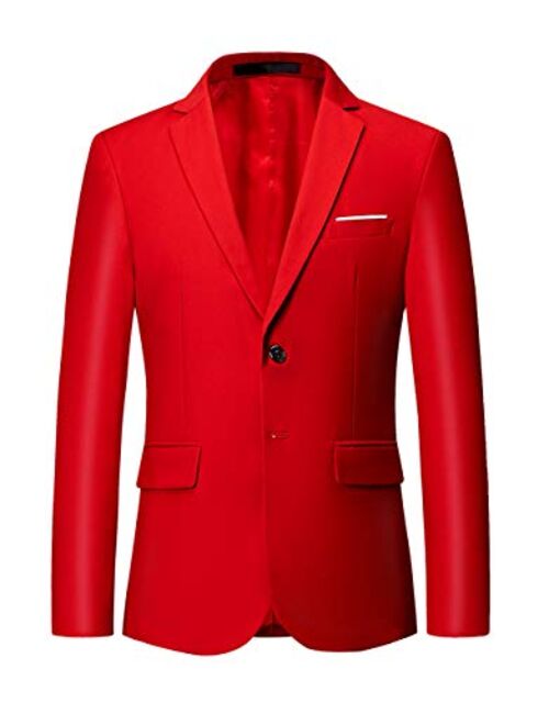 MOGU Mens Suit Jacket Slim Fit Single Breasted Two Button 10 Colors