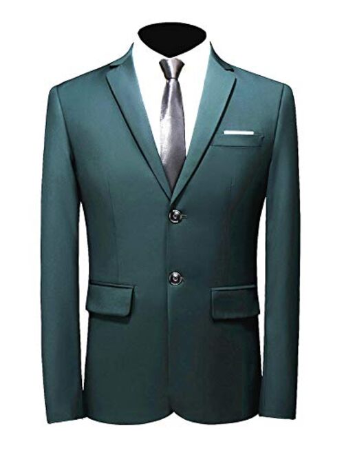 MOGU Mens Suit Jacket Slim Fit Single Breasted Two Button 10 Colors