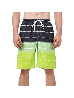 YnimioAOX Men's Swim Trunks, Quick Dry Board Shorts, Colorful Stripe Swimming Shorts