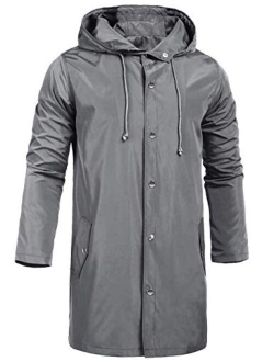 ZEGOLO Men's Raincoats Waterproof Jacket Hood Windbreaker Breathable Lightweight Business Outdoor Long Rain Jacket for Men