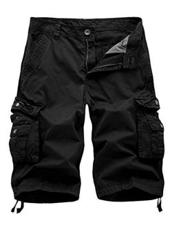 IDEALSANXUN Men's Casual Loose Fit Multi-Pockets Military Cargo Shorts