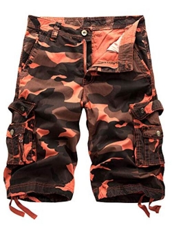 IDEALSANXUN Men's Casual Loose Fit Multi-Pockets Military Cargo Shorts