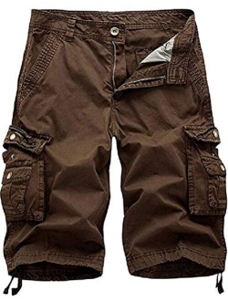 IDEALSANXUN Men's Casual Loose Fit Multi-Pockets Military Cargo Shorts