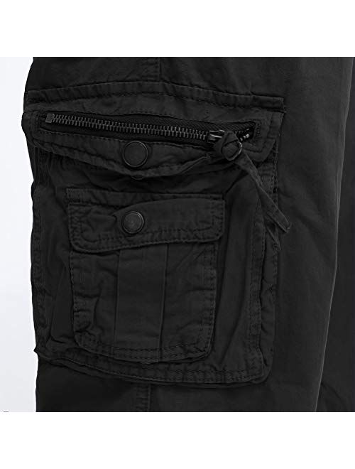 IDEALSANXUN Men's Casual Loose Fit Multi-Pockets Military Cargo Shorts